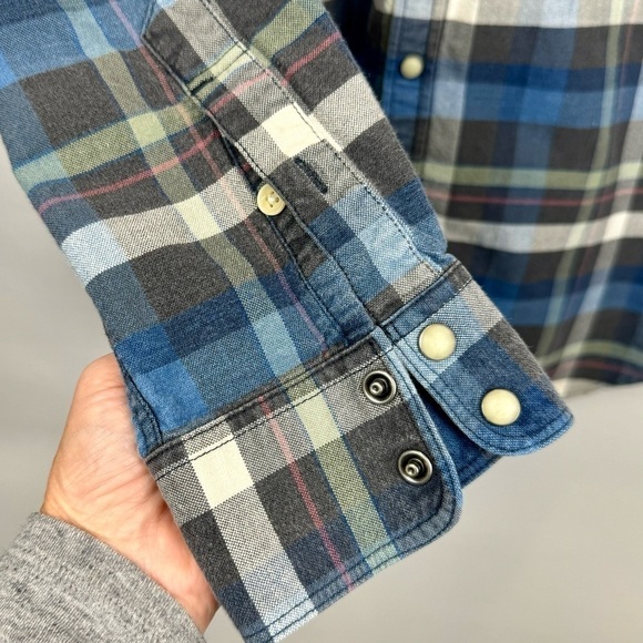Lucky Brand Shirt Classic Fit Long Sleeves Snap Front Blue Green Plaid Large - Picture 7 of 12